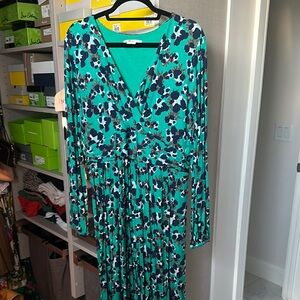 Floral Green and Blue Jersey Dress